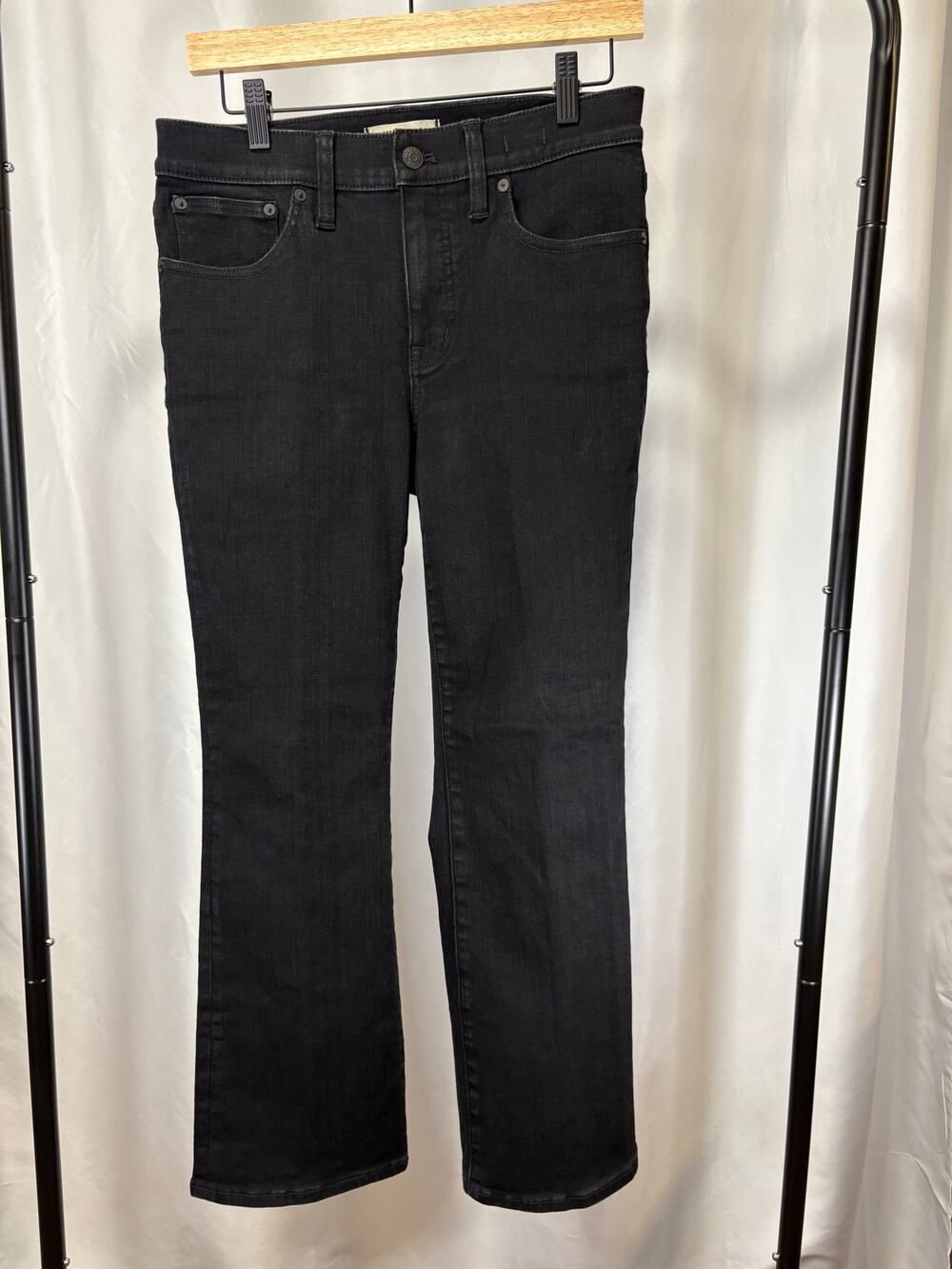 Madewell Women’s Jeans Size 28 Mid-Rise Kick Out Black Stretch Bootcut Denim